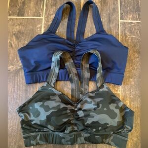 Women’s Handful Y-back Strappy Sports Bralette - Navy and Green Camo